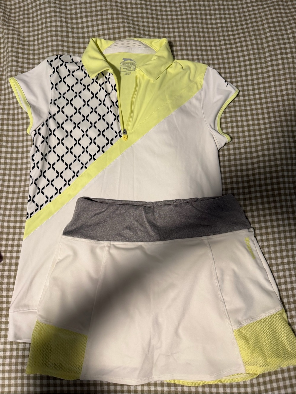 Slazenger White & Yellow Girls' Golf Polo and Skort Set
